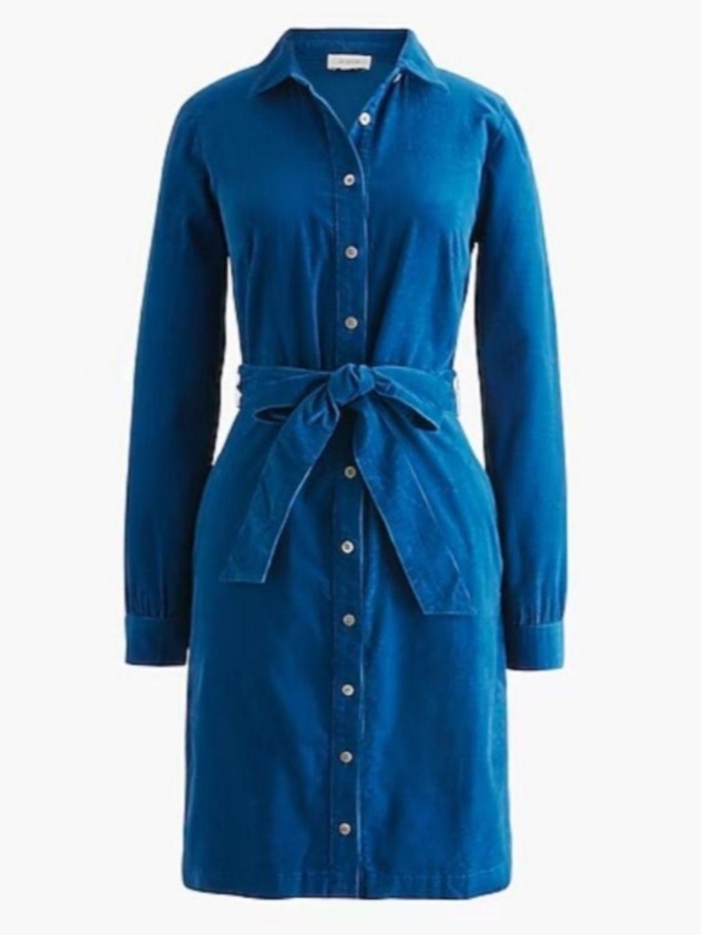 NWT J. CREW FACTORY LONG SLEEVE CORDUROY SHIRT DRESS IN BLUE SIZE 0P!
